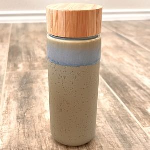 Anthropologie ceramic water bottle with bamboo lid